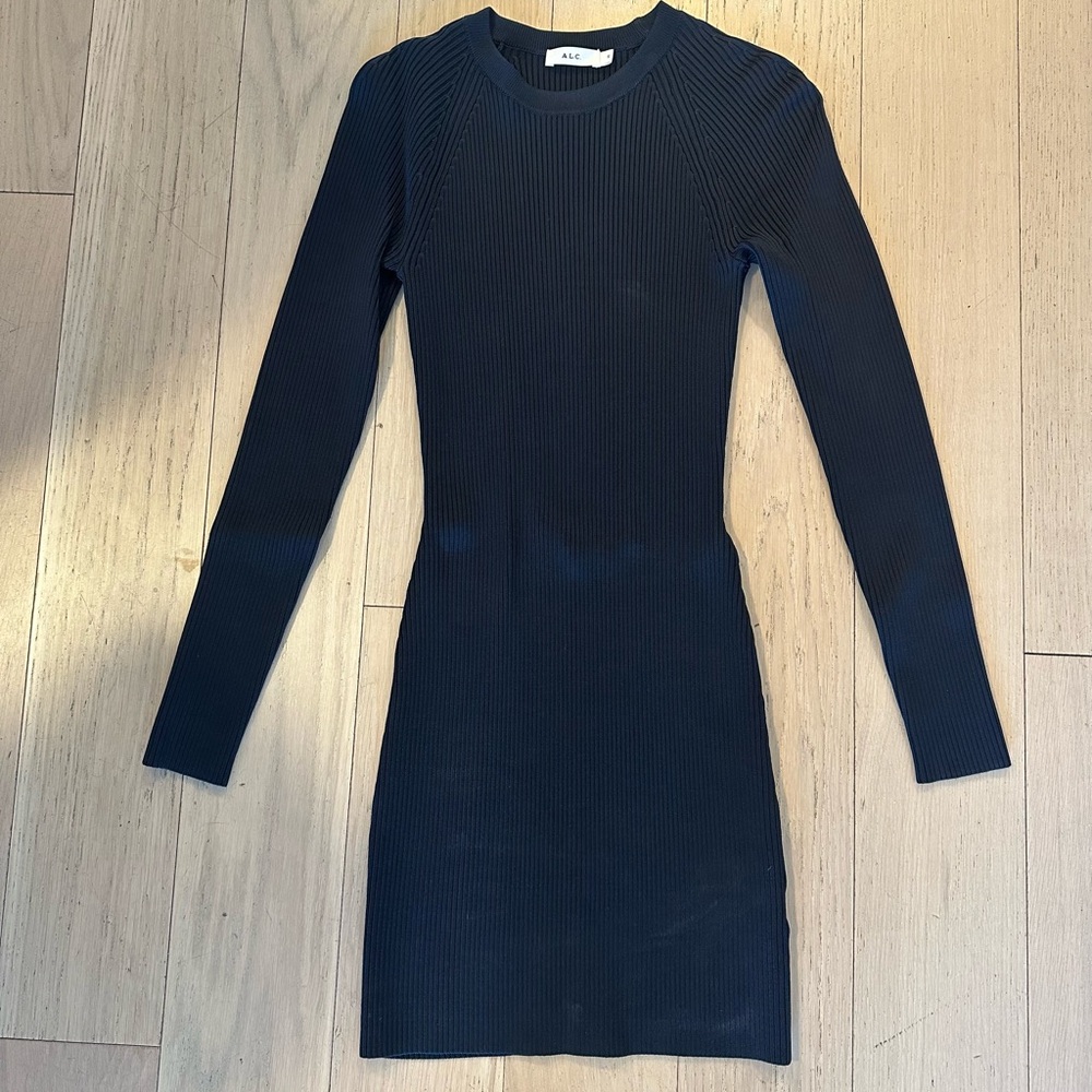A.L.C Nick Navy Ribbed Knit Mini Dress